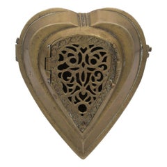 19th Century Heart Shaped Southeast Asian Bronze Betel Nut Box