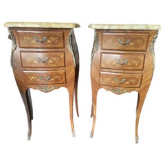 Pair of French Louis XV style Marquetry Nightstands