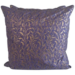 Pair of Unique Purple Fortuny Pillows