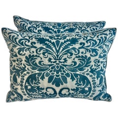 Pair of Blue Caravaggio Patterned Fortuny Pillows
