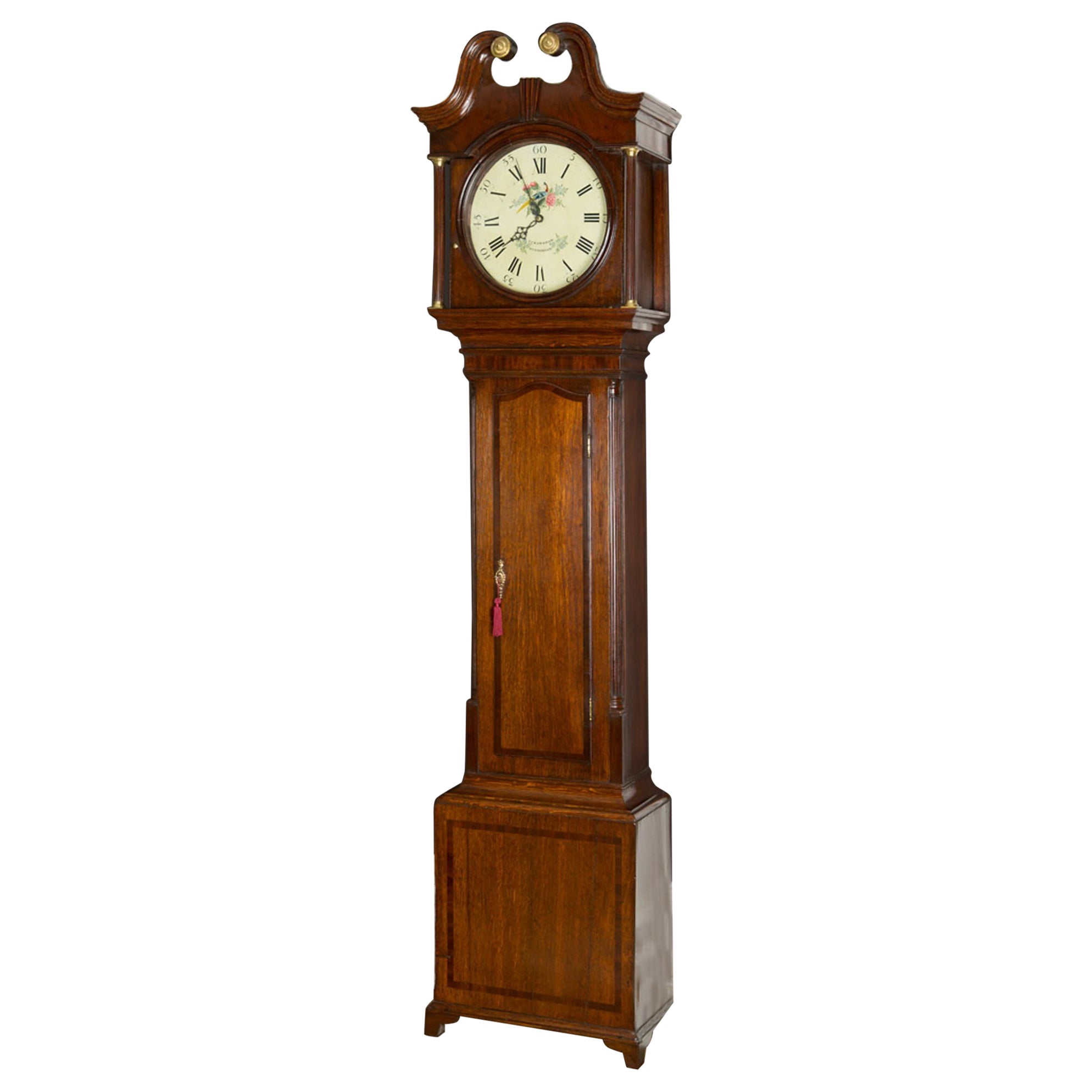 Georgian Oak and Mahogany Longcase Clock by Thomas Crawshaw, Rotherham