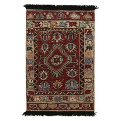 Rug & Kilim's Antiker Teppich im Stammesstil in Rot mit geometrischen Mustern