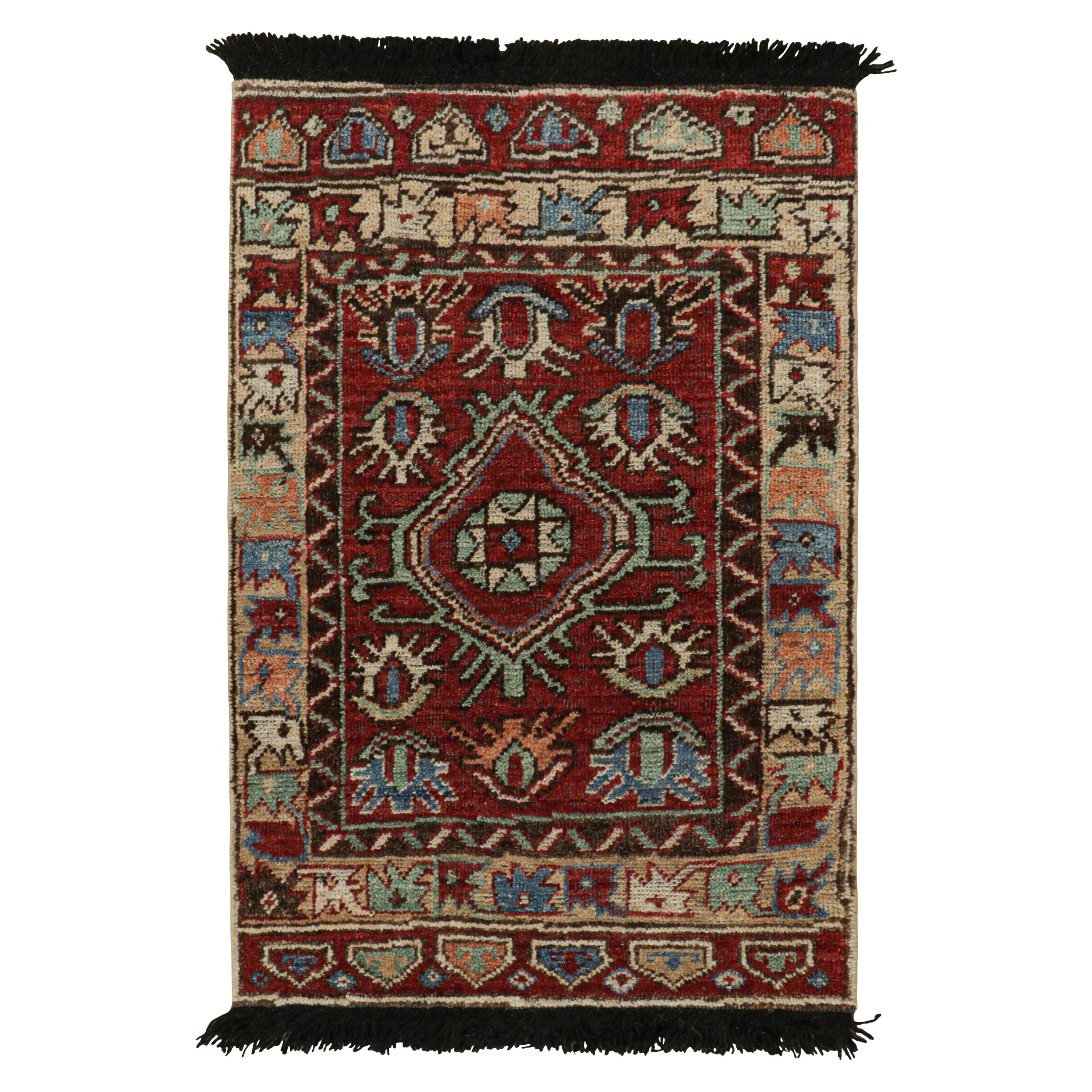 Rug & Kilim’s Antique Tribal Style Rug in Red, Blue, Green & Black Patterns For Sale