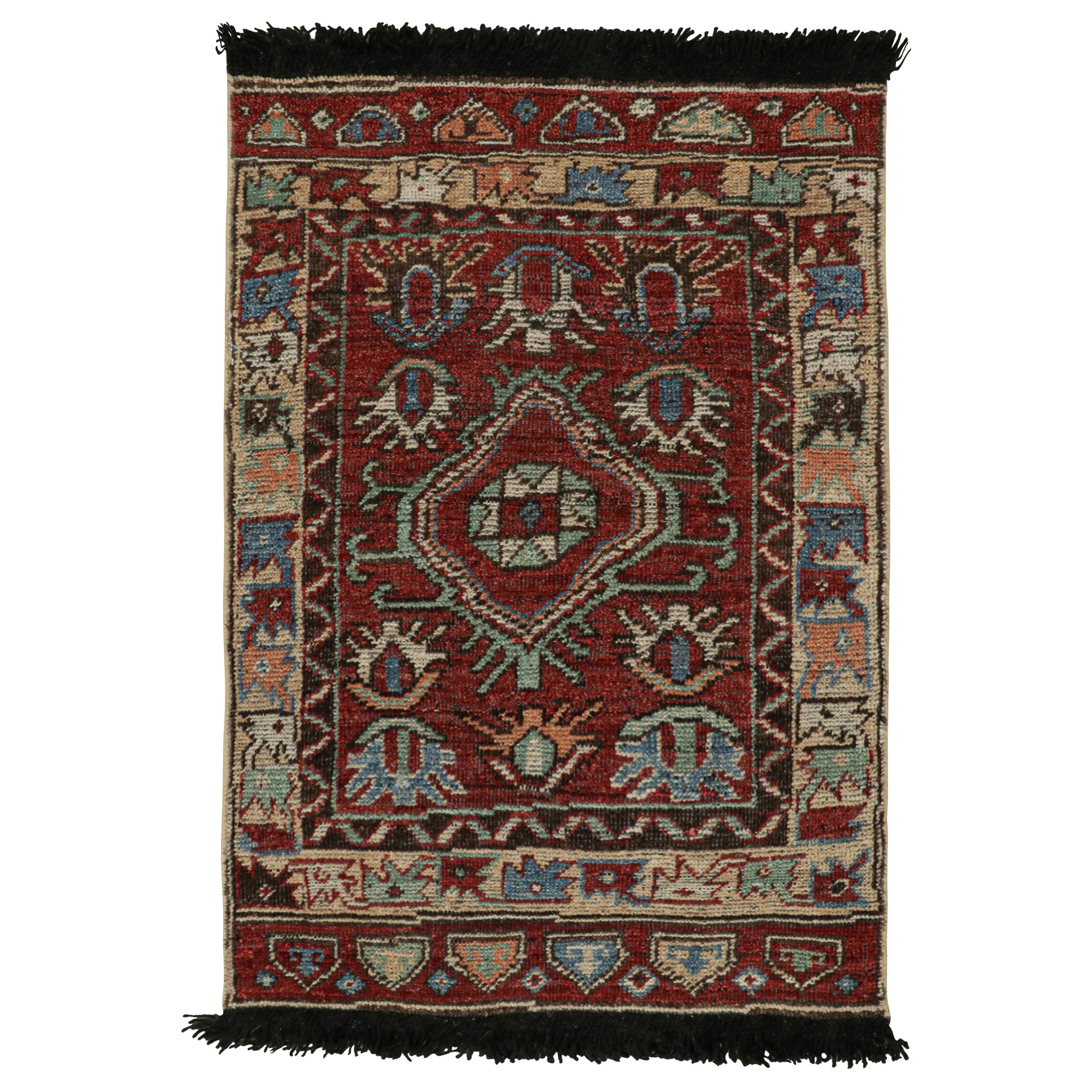 Rug & Kilim’s Antique Tribal Style Rug in Red, Blue, Green & Black Patterns For Sale