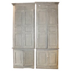 Monumental Pair of Swedish Gustavian Painted Corner Cupboards Cabinets