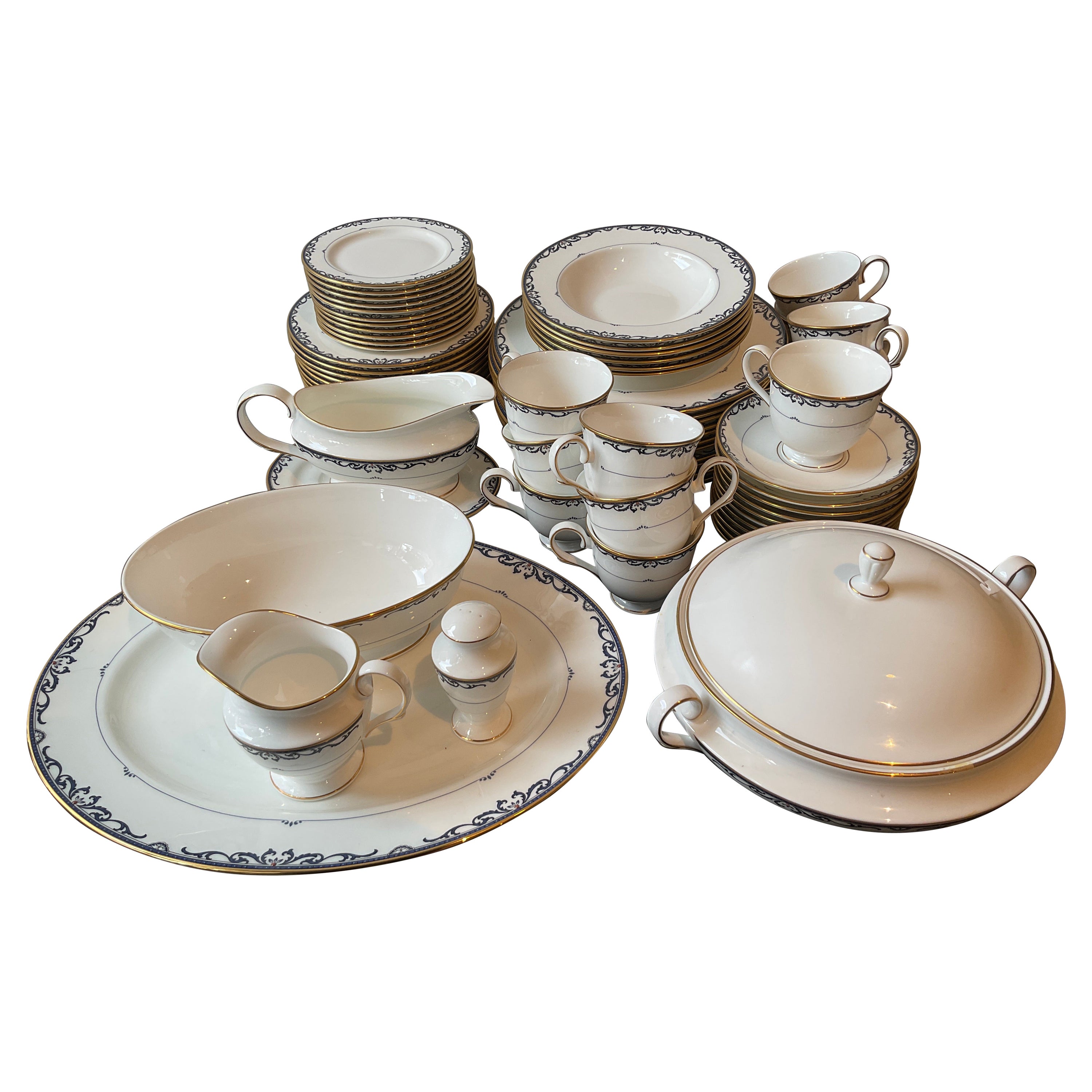 67 Pieces Of Lenox Royal Scoll Dinnerware Set For Sale