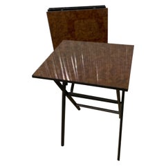 Vintage Set of Four MCM Style Burlwood Laminate Tray Tables