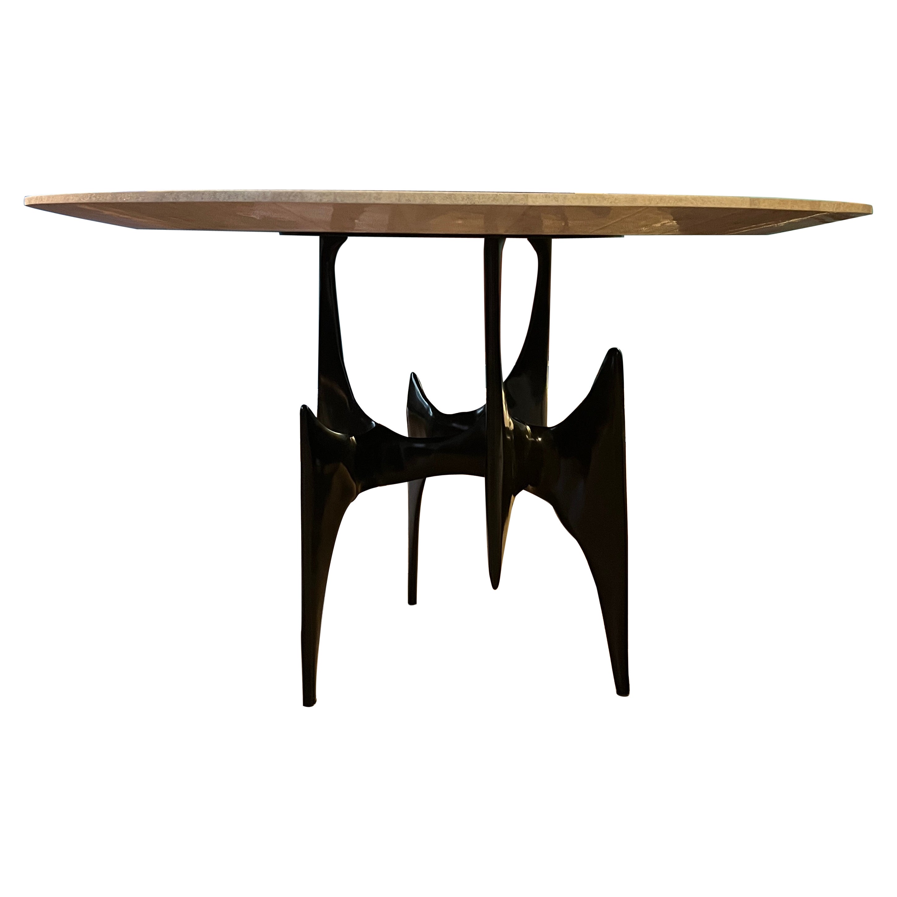 Shagreen and Antique Bronze Sculptural Ella Center Table (In Stock) For Sale