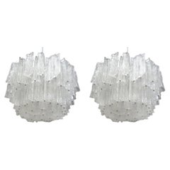 Pair of Large Mid-Century Modern Italian Murano Chandeliers Attributed to Venini