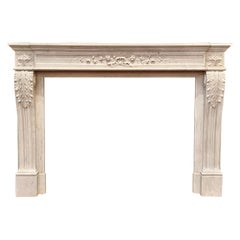 Antique French Louis 16th Carrara Marble Mantlepiece Circa 1860