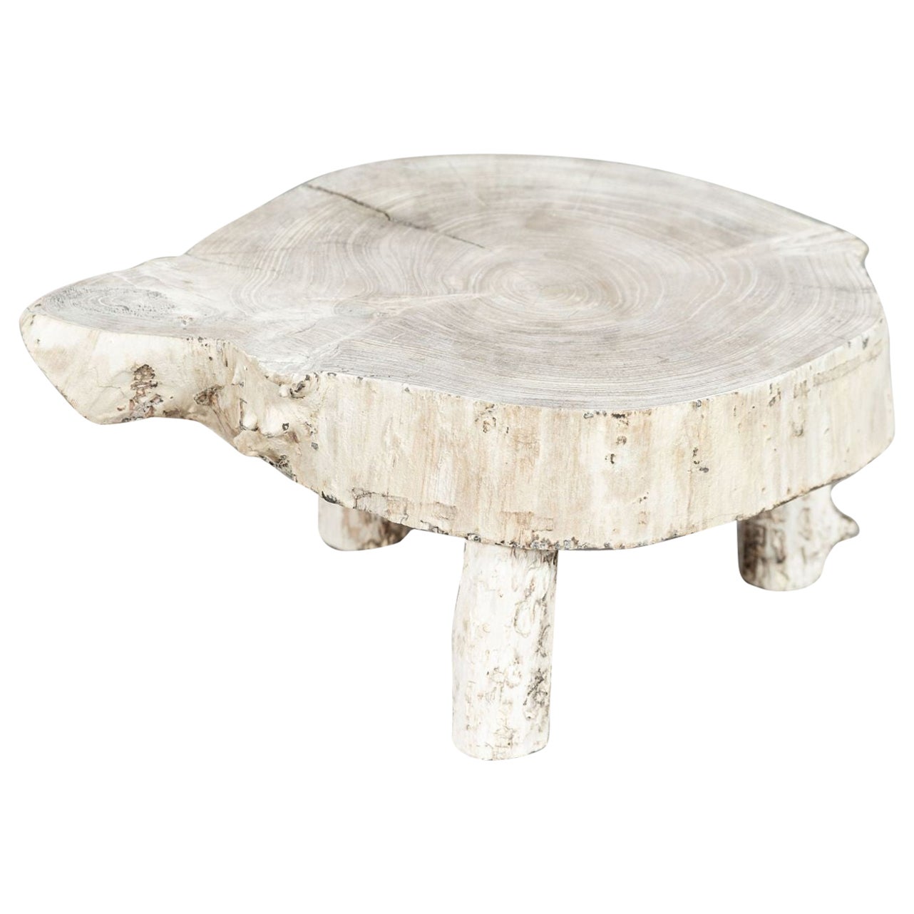 Pair Small French Bleached Elm Side Tables/Stools For Sale