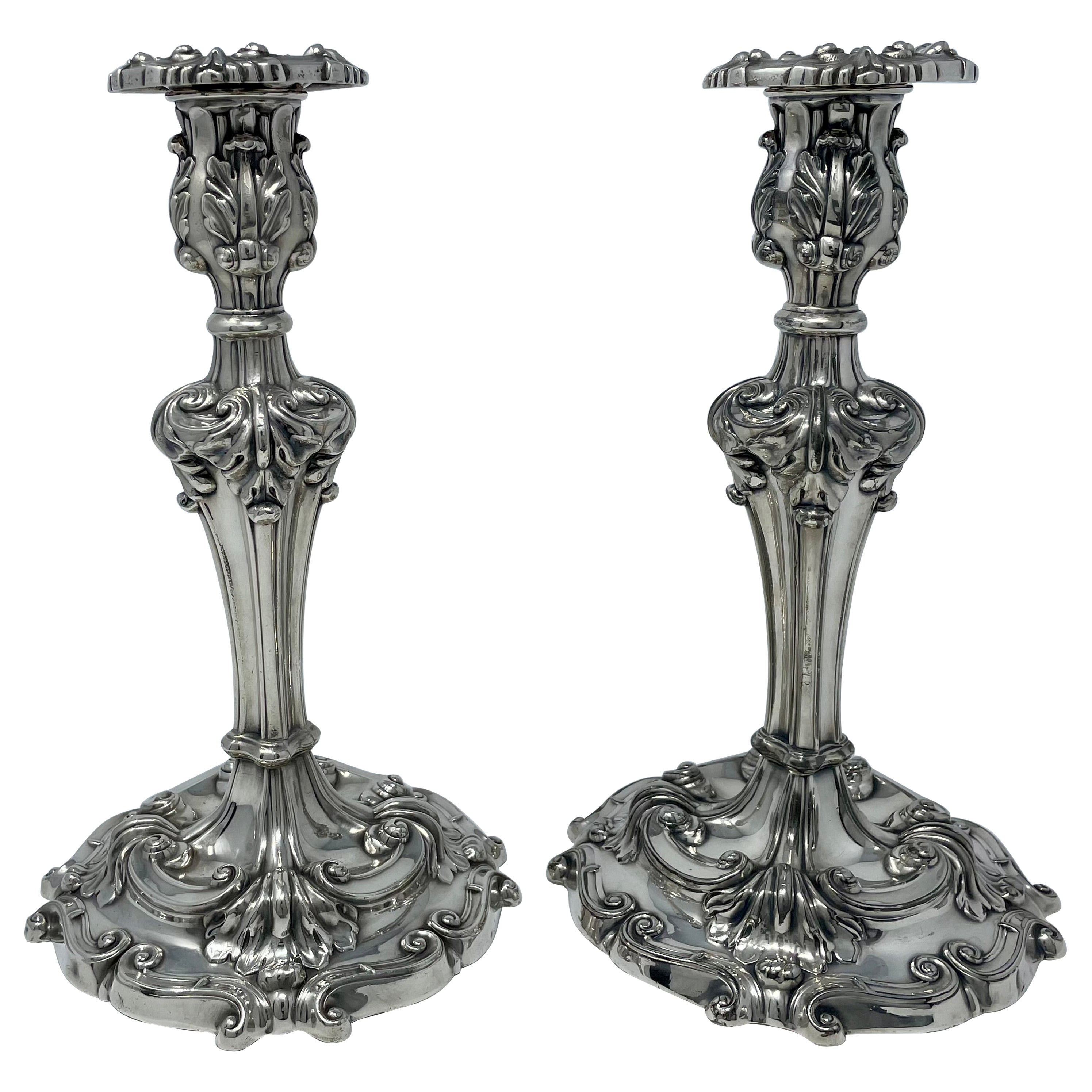 Pair of Antique American Sheffield Candlesticks