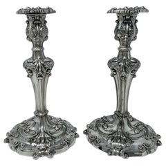 Pair of Antique American Sheffield Candlesticks