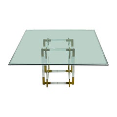 Retro Lucite & Brass Dining Table by Charles Hollis Jones, Usa 1960s