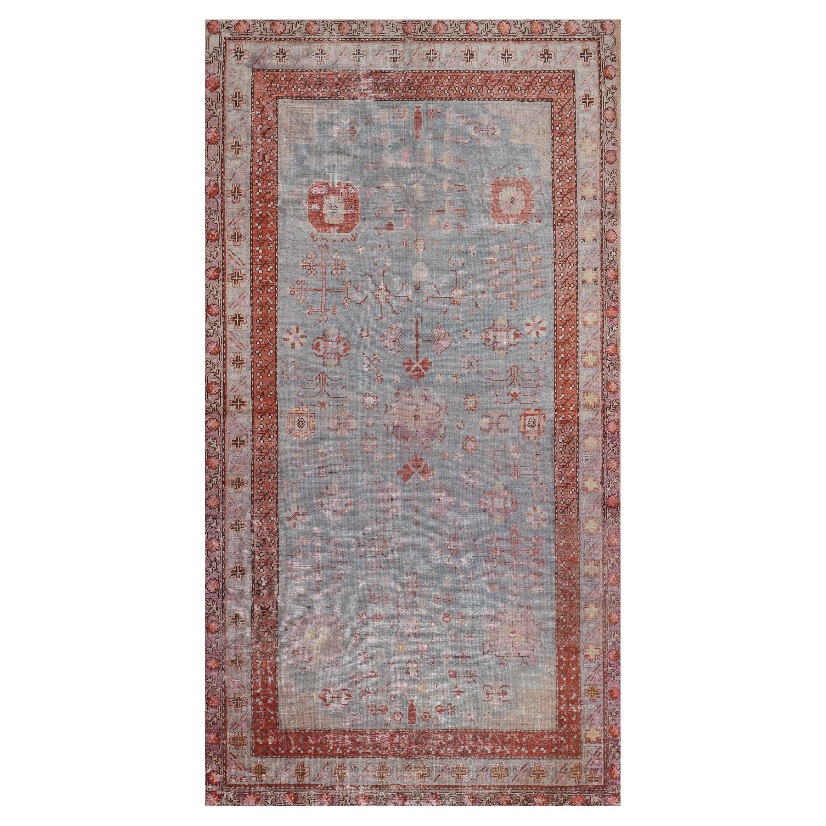 Hand Knotted Wool Khotan Rug, circa 1890 For Sale