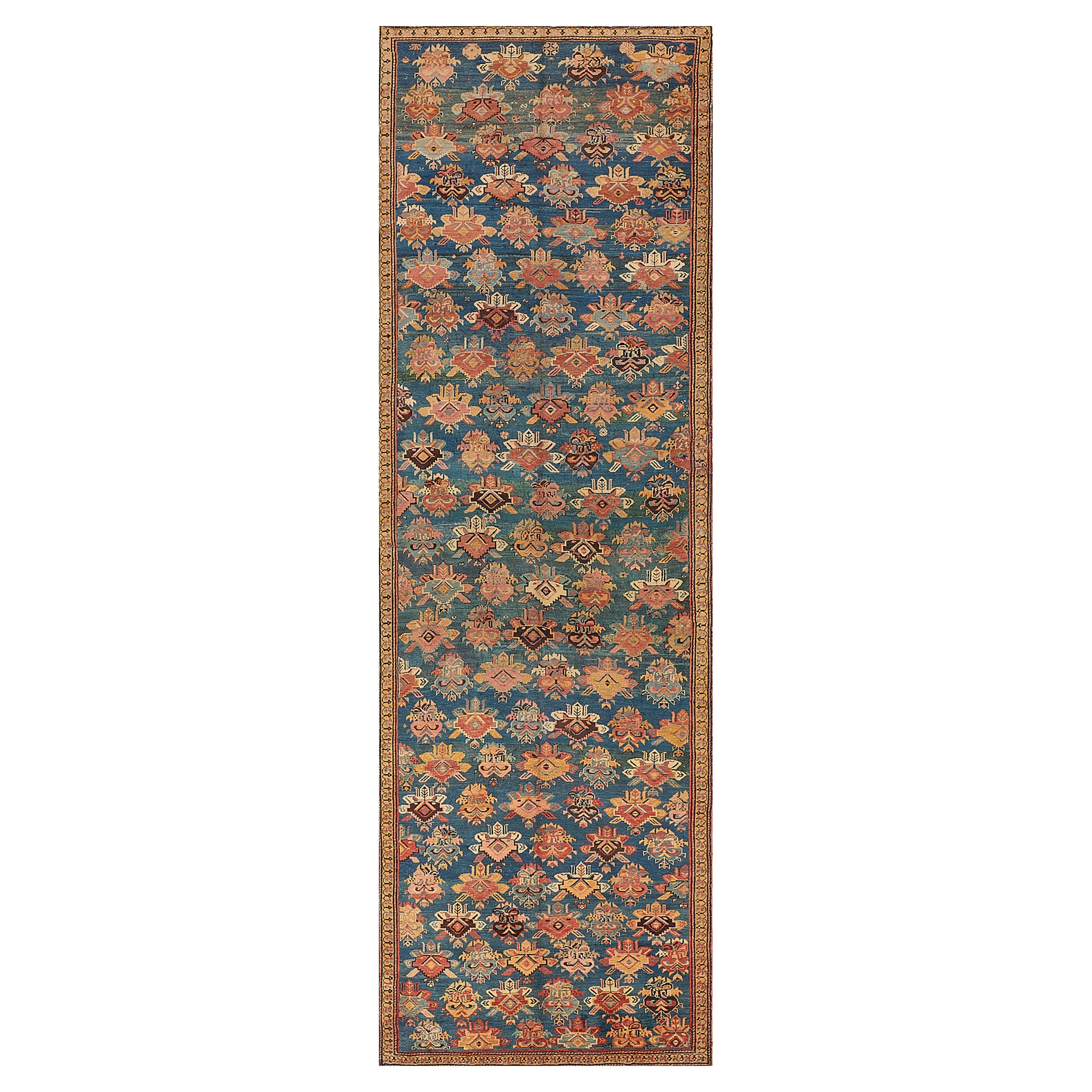 Antiker handgeknüpfter Wollteppich mit Blumenmuster aus Karabagh im Angebot