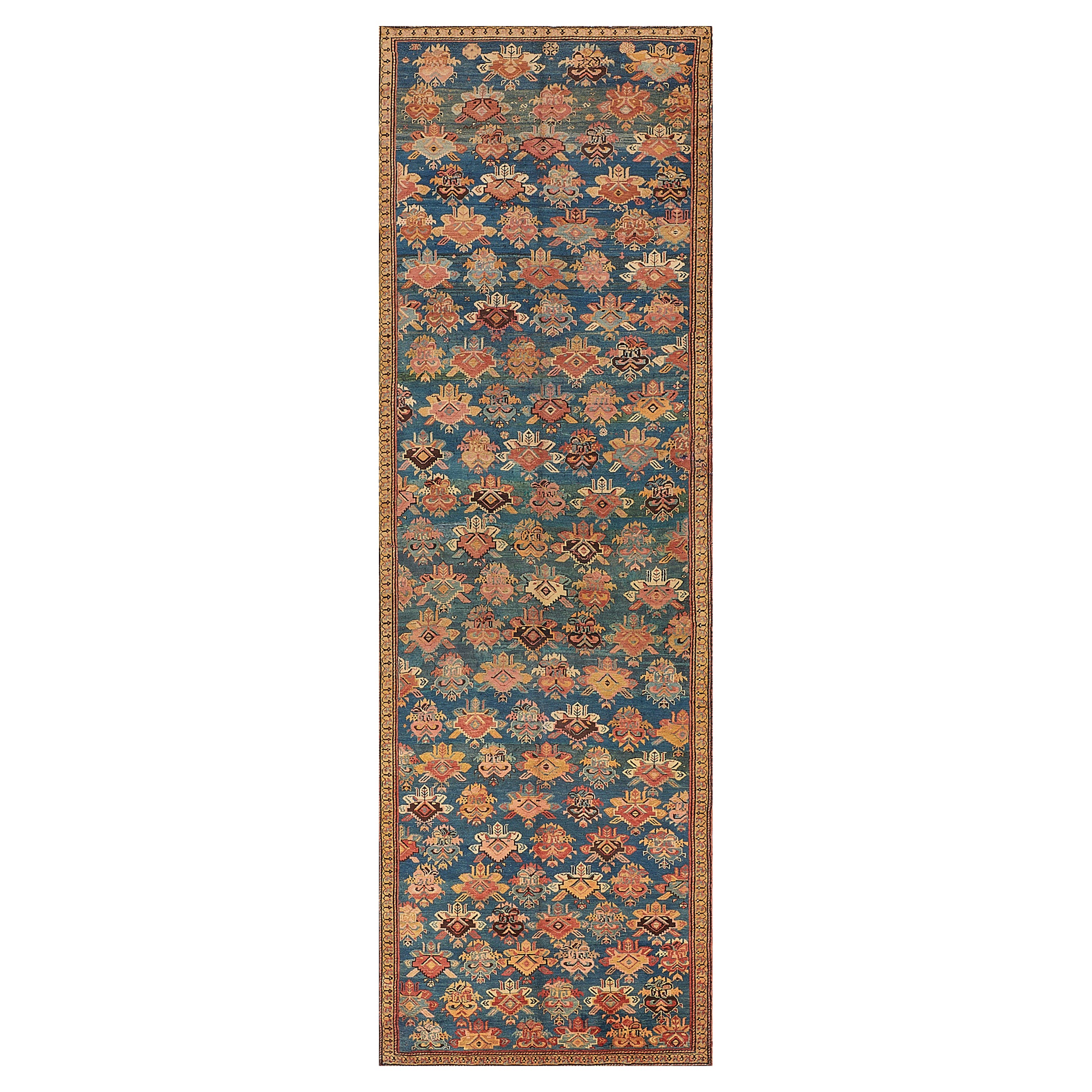 Antique Hand Knotted Wool Floral Karabagh Rug For Sale