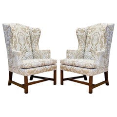 Retro 1960s Kittinger Cw12 Colonial Williamsburg Neoclassical Wingback Chairs – a Pair