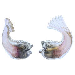 1950s Murano Glass Pair of Fish Sculptures