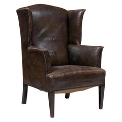 George III Style Leather Wingback Chair