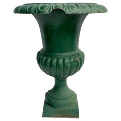 Antique French Garden Half Round Cast Iron Urn Planter