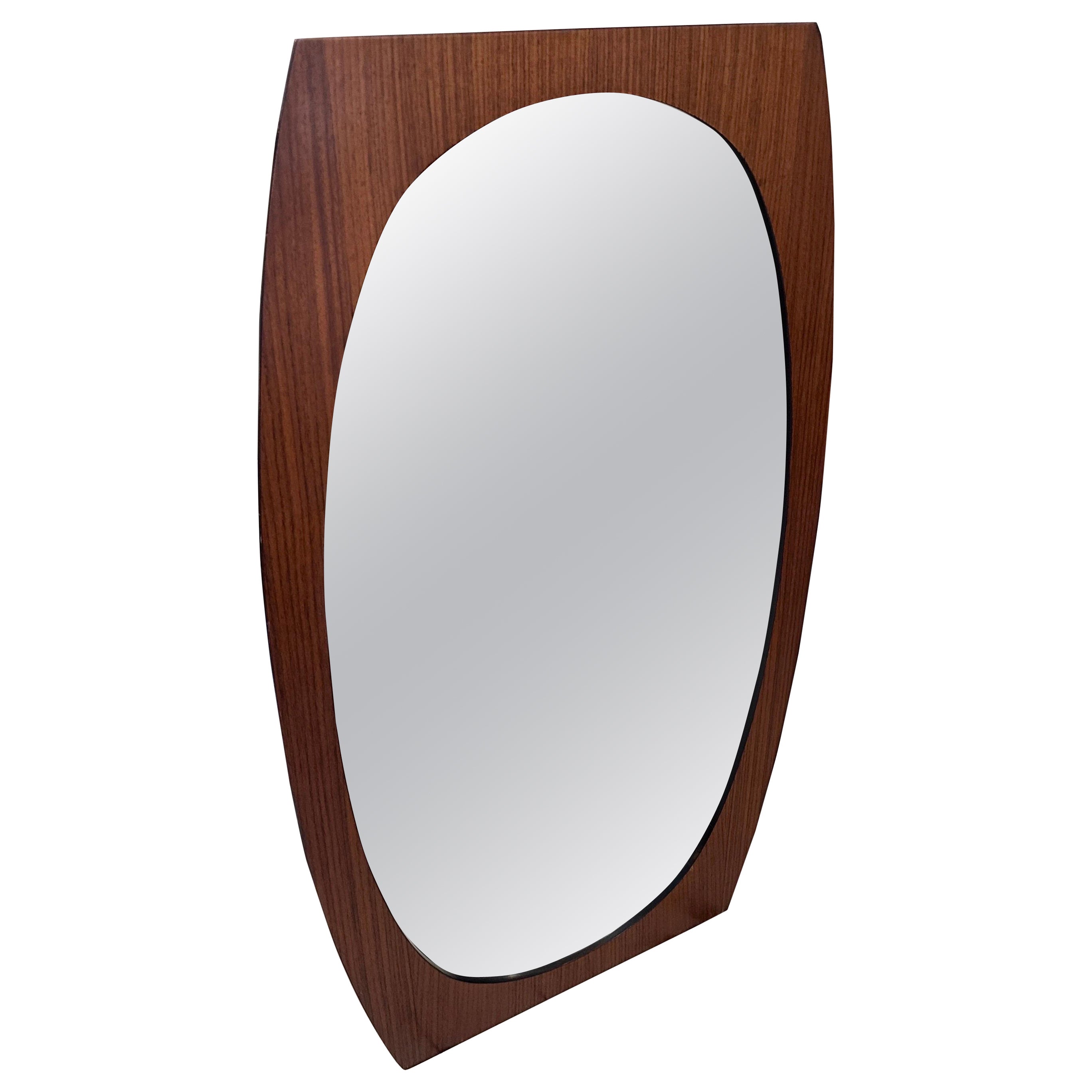 Un'iconica specchiera in Wood di Gianfranco Frattini degli anni '70, in stile Mid-Century Modern