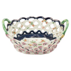 A Worcester First Period Porcelain Oval Pierced Basket, 1765-1770