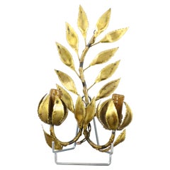 1960s Maison FlorArt Mid-century Brass Foliage Sconce