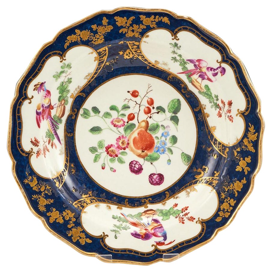 A Giles Decorated Worcester Lady Mary Wortley Deep Plate, c1770 For Sale