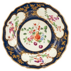 A Giles Decorated Worcester Lady Mary Wortley Deep Plate, c1770