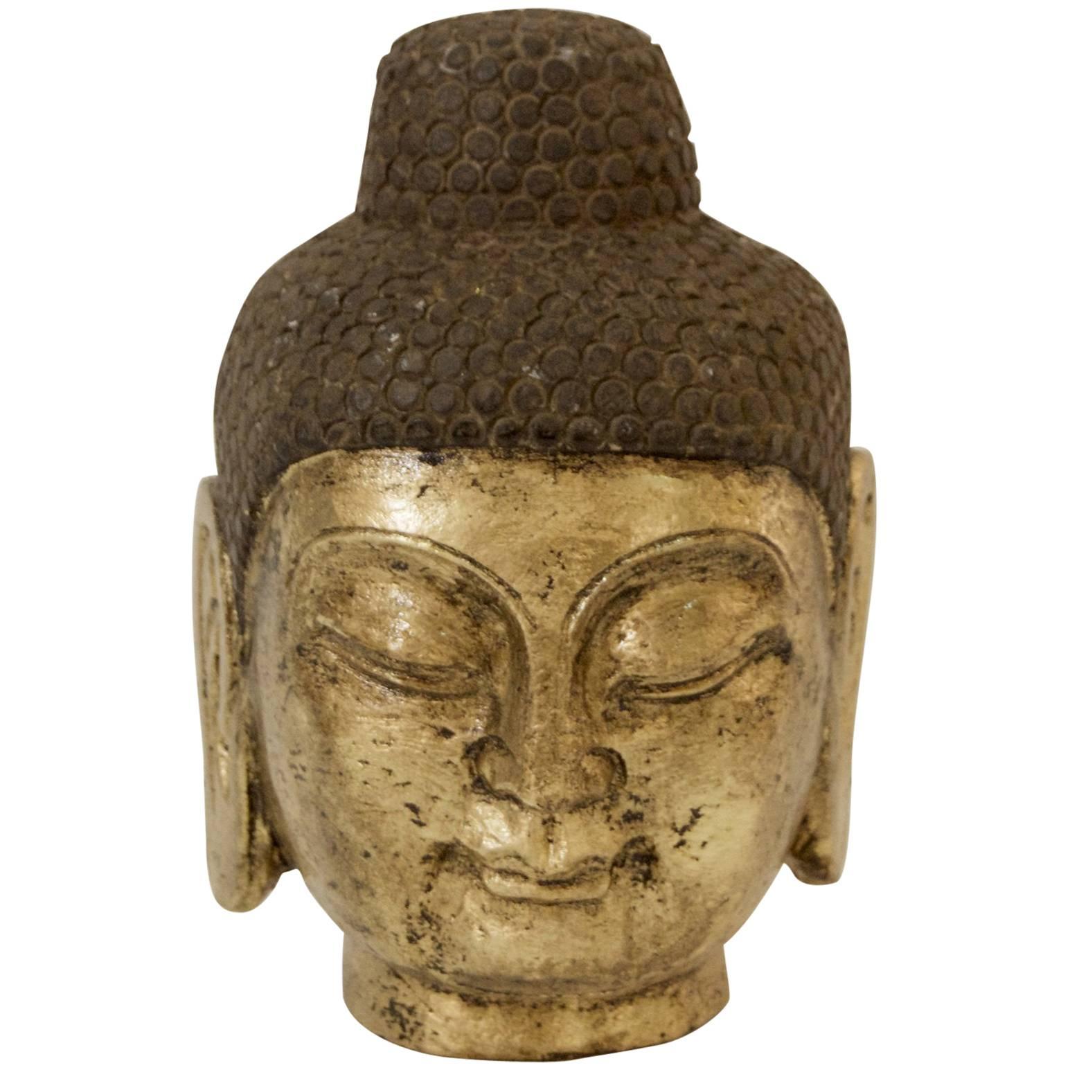 Stone Carved Gilt Buddha Head