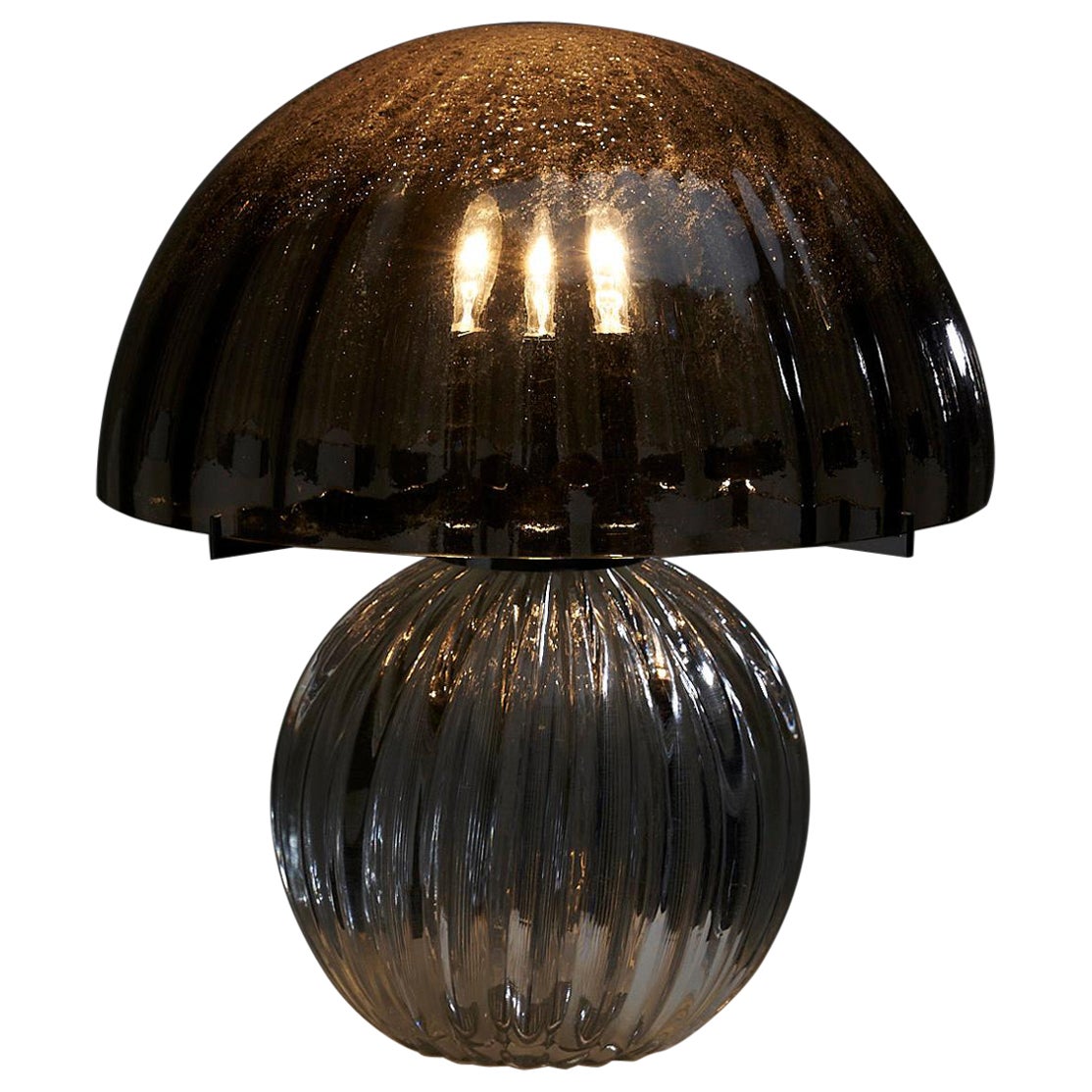 Lampe de bureau champignon en verre scintillant en verre de Murano