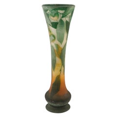 Tall Daum Quinces Cameo Vase, c1910