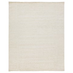 Natural Beige Moroccan Style Modern Wool Rug With Tribal Motif