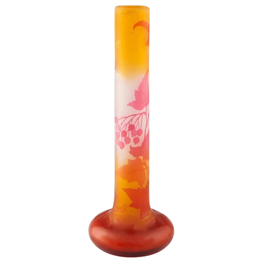 A Tall Galle Four Colour Cameo Glass Vase, c1910