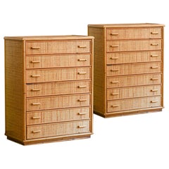 Vintage Pair of bamboo chests of drawers, 1980 (set of 2)