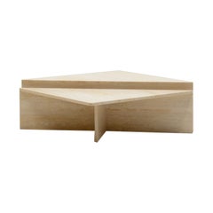 Up&Up travertine triangle coffee table, Italy 1970s.