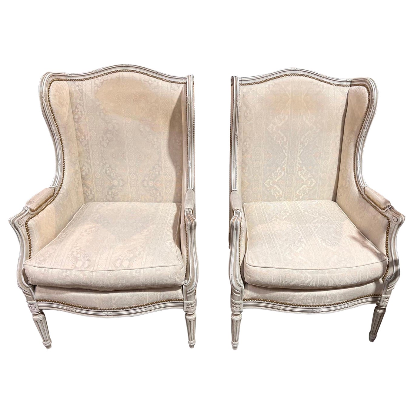 Pair French Bergere Chairs For Sale at 1stDibs