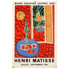 Affiche d'origine d'exposition d'art vintage Henri Matisse Interieur Rouge Red France