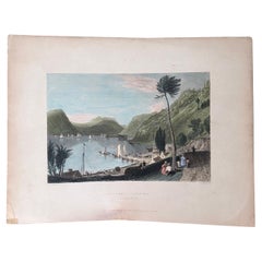 1838 W.H. Bartlett Peekskill Landing Hudson River Hand Colored Engraving 