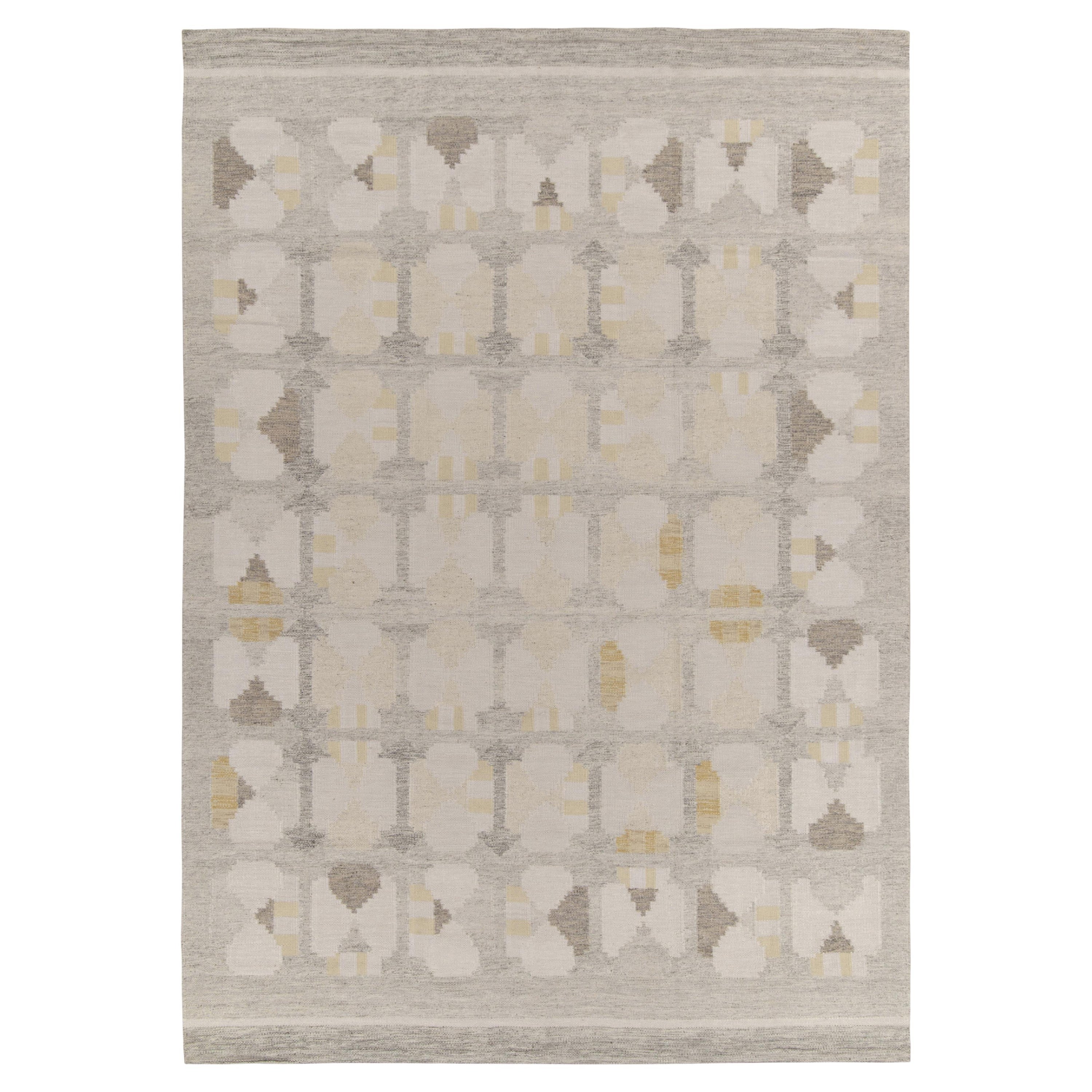 Rug & Kilim's Scandinavian Style Kilim in Beige, White, Black  For Sale