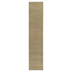 Rug & Kilim’s Distressed Style Runner in Beige & Green Abstract Dots Pattern