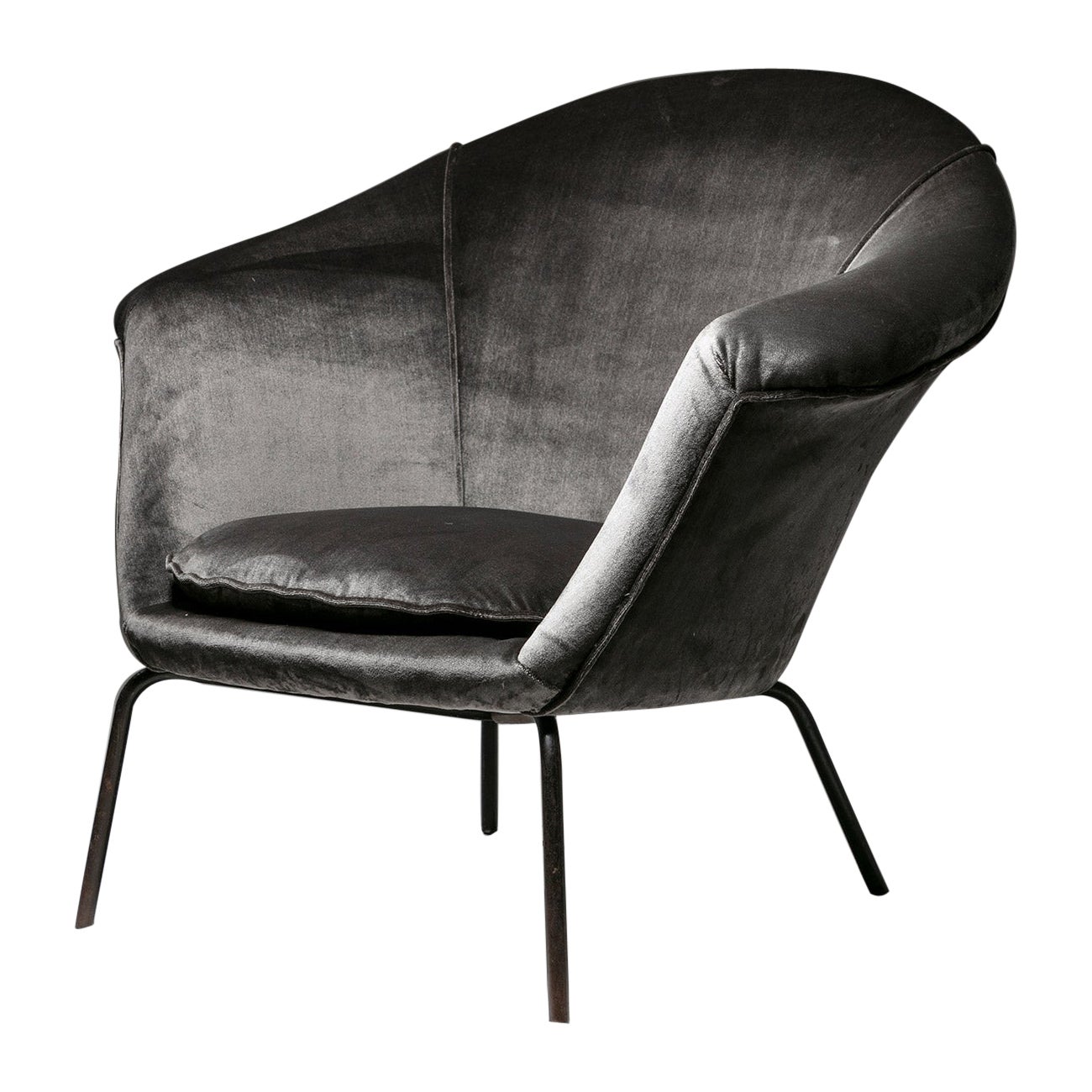 Velvet Lounge Chair Model 1003 by Henry W. Klein for Cassina, Italy, 1960s For Sale