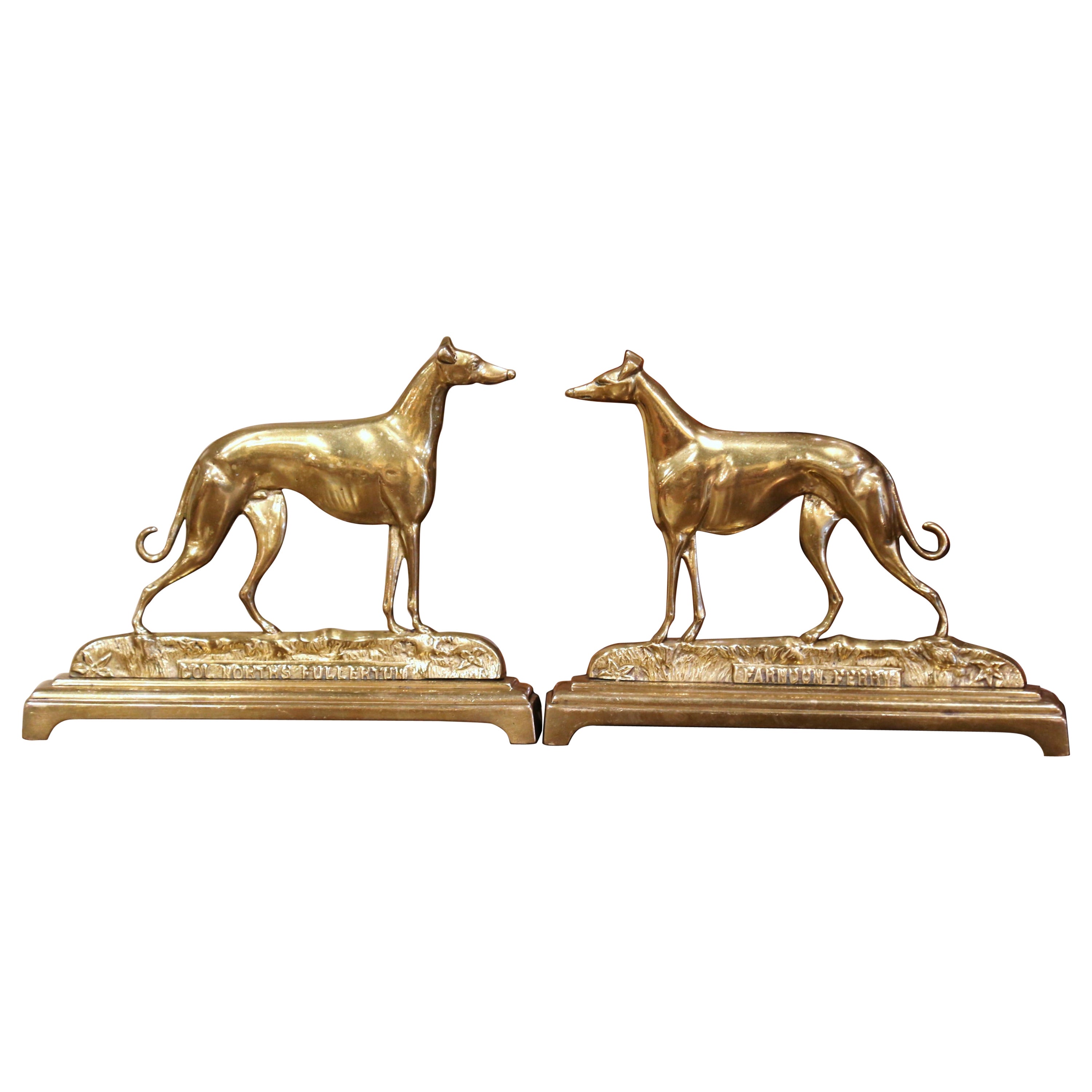 Pair of Early 20th-Century Brass Greyhound Waterloo Cup Winners Sculptures For Sale