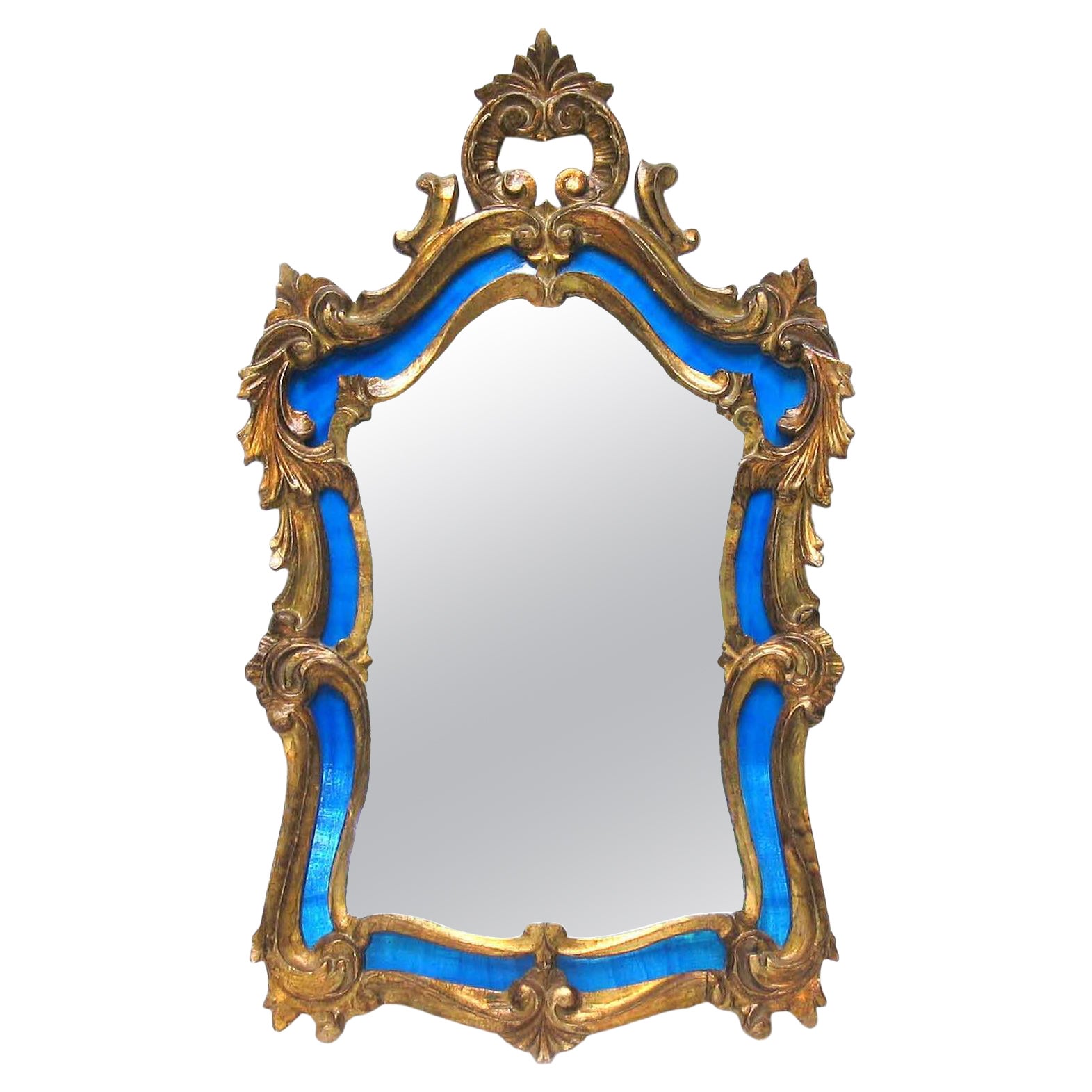 An Italian Carved Giltwood Mirror in the Baroque Style 20th Century For Sale