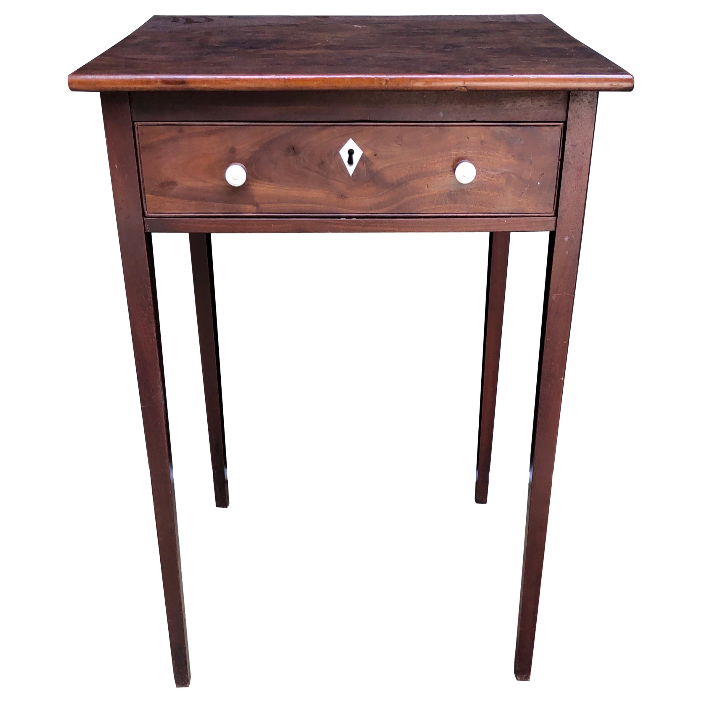 St. Croix Mahogany Directoire One Drawer Stand, Stamped By Maker circa 1790-1800 For Sale