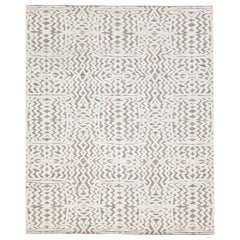 Tapis en laine de style marocain gris et ivoire avec motif abstrait sans couture