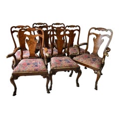Set Of 8 19TH Century Queen Anne Style Dining Chairs