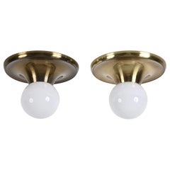 Pair of Castiglioni Gold Metal "Light Ball" Italian Sconce for Flos, 1960s
