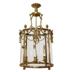 Antique French Gold Bronze Hall Lantern